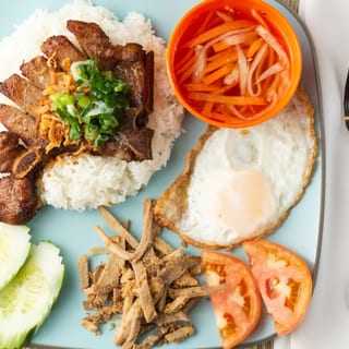 C2 Rice, Pork Chop, Shredded Pork & Egg - Com Suon Bì Trung